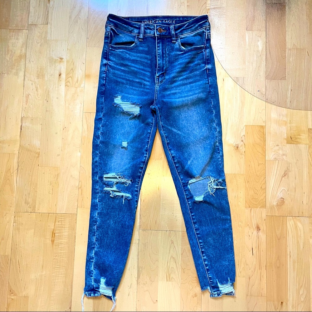 American Eagle Super High Waist Ripped Jeans